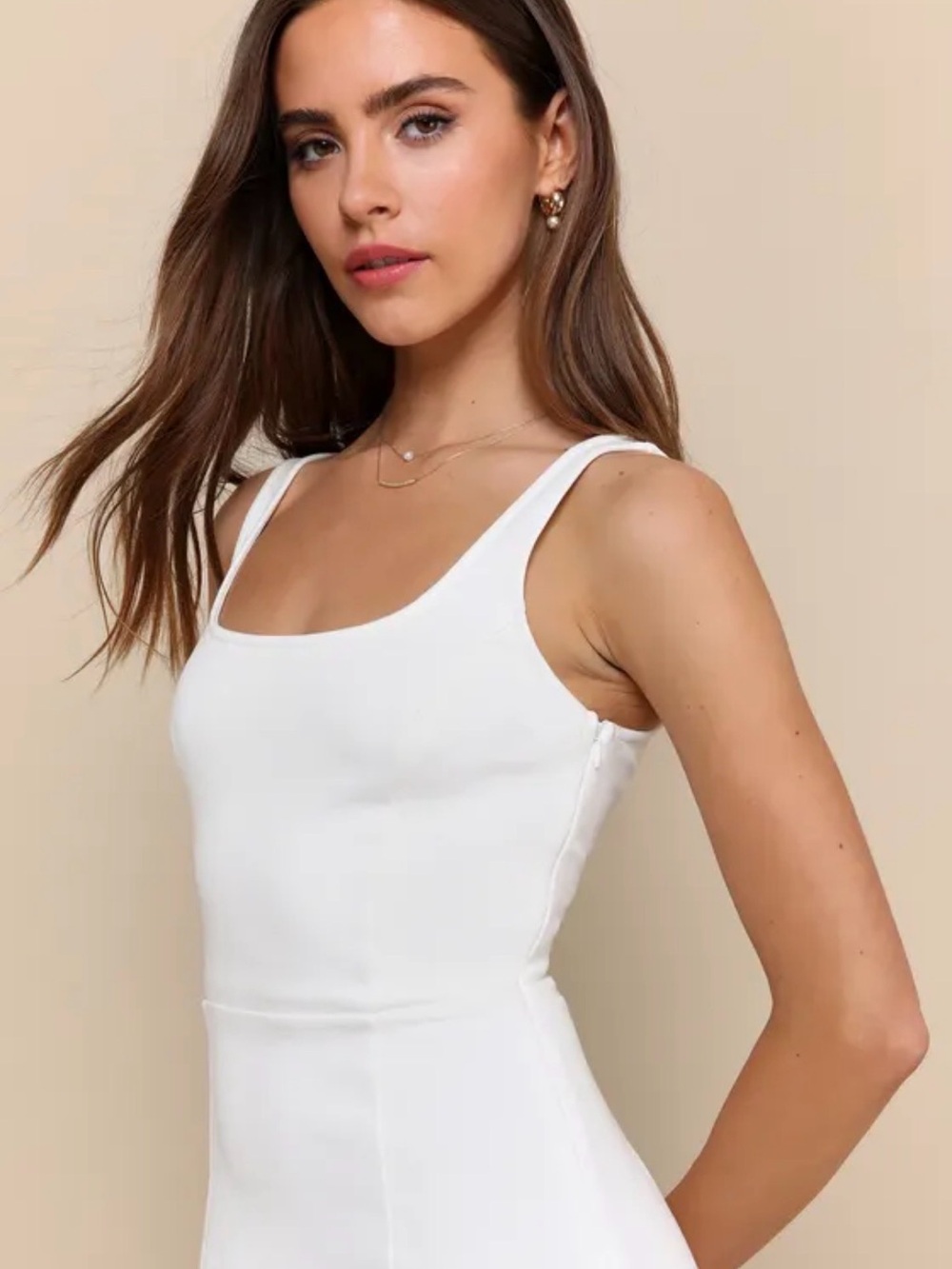 Lulu's White Mini Tank Dress with Side Slit - Picture 4 of 4